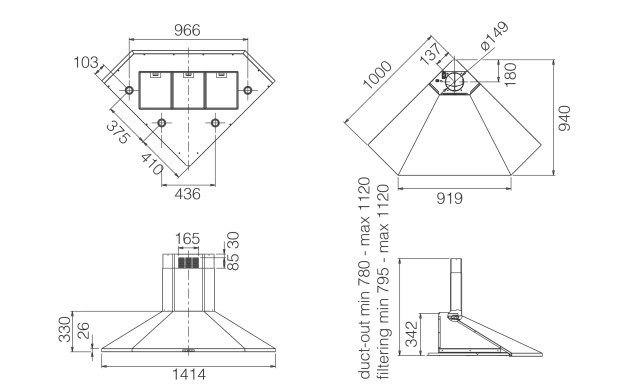 Ъглов аспиратор Elica Acuta BL 100